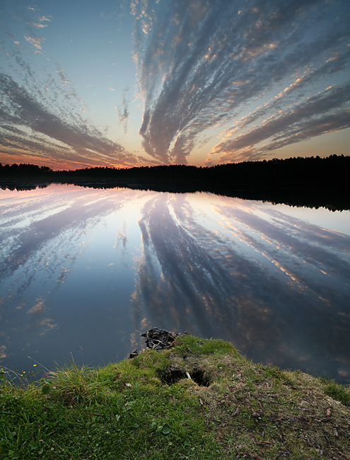 about dusk | reflection, panorama, sky, lake, silhouette