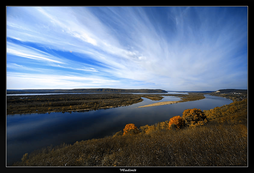 behind a distance there's a distance.... | field, sky, panorama, river